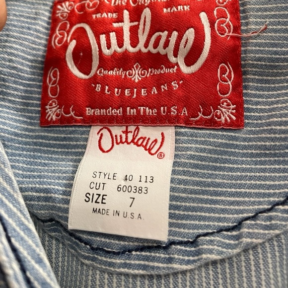 Vintage OUTLAW Western Denim Dress Striped Size 7 - Picture 2 of 8